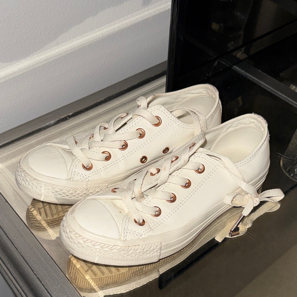 Converse White Low-Top Sneakers with Copper Accents